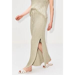 NWT The Elder Statesman Sage Cotton Knit Drawstring Reef Maxi Skirt Womens XS